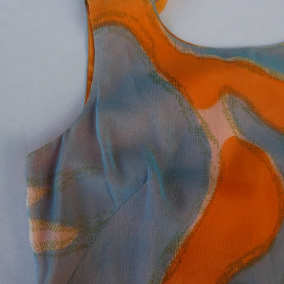 Vintage 50s R K Originals Orange Blue Mod Lined Shift Retro Back Zip USA Union M - Picture 8 of 12